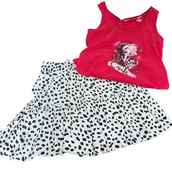 Disney Cruella De Vil Tank Top and Dalmatian Print Skirt Set Small park friendly - Picture 5 of 9